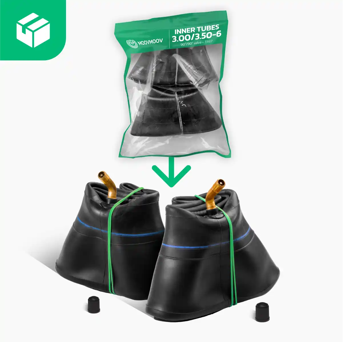 2 Schubkarren-Schläuche 3.50-6 gebogenes Ventil