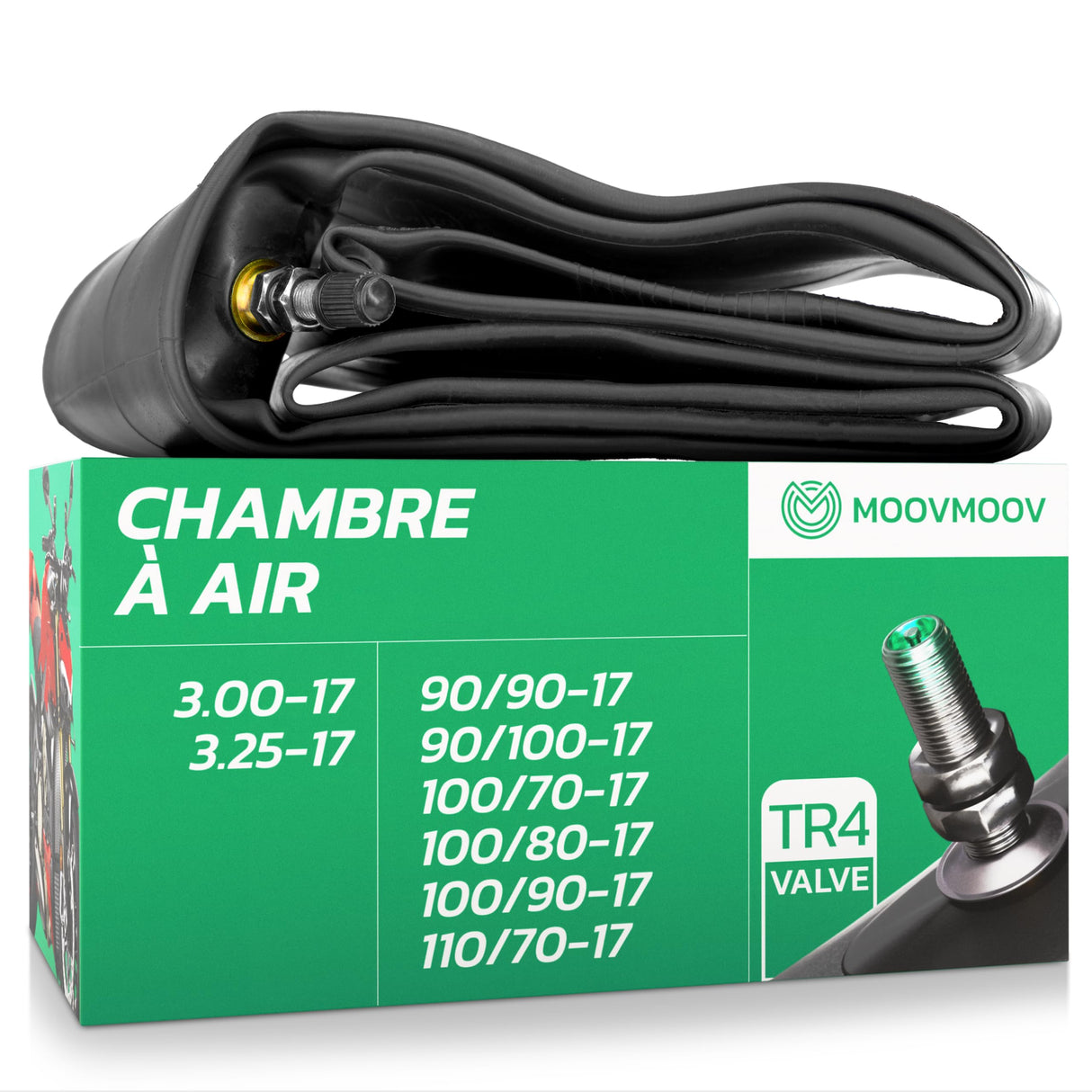 Chambre à air 3.00/3.25-17 valve droite (TR4)