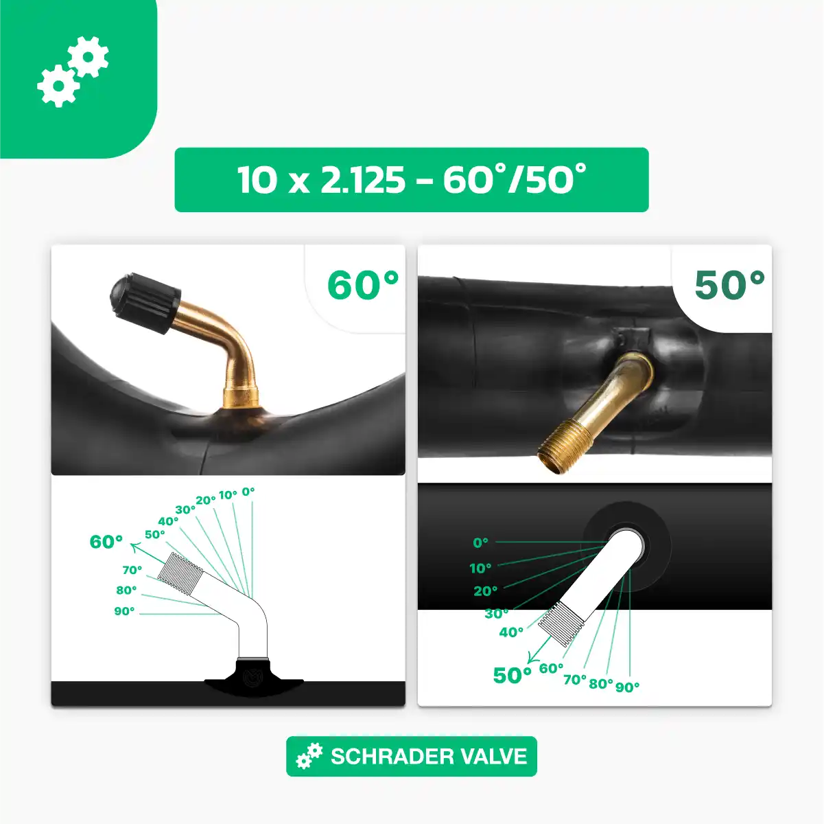 Schlauch 10x2.125 gewinkeltes Ventil 60 50 Laufrad