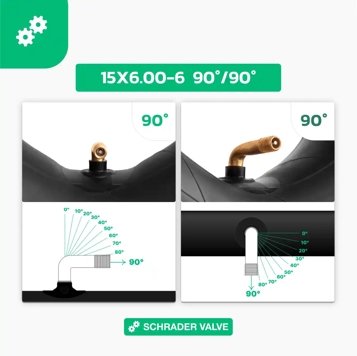 Schlauch 15x6.00-6 Rasentraktor-Ventil 90 Grad