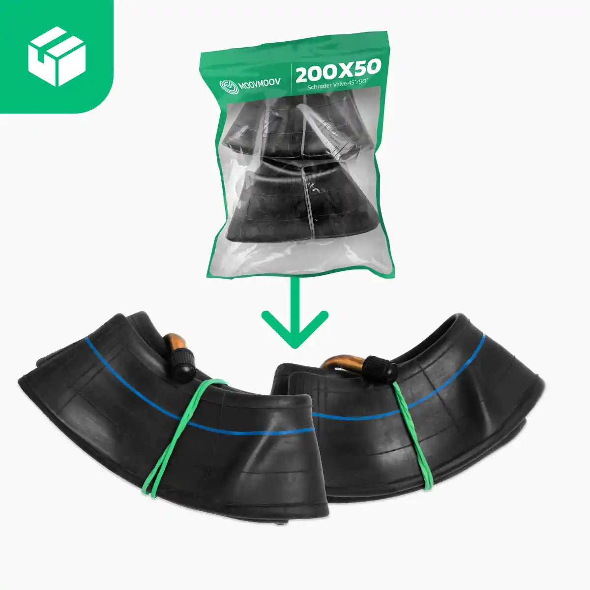 Schlauch 200 x 50 Elektroroller gebogene Ventil 90/45