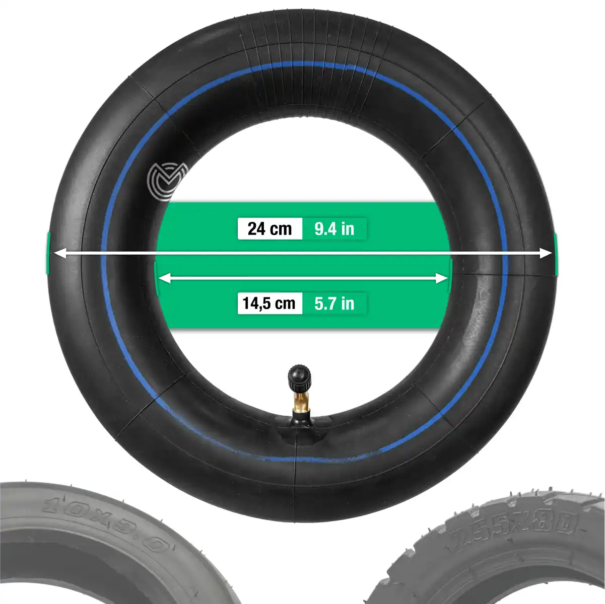 Schlauch 255 x 80 abgewinkeltes Ventil Roller