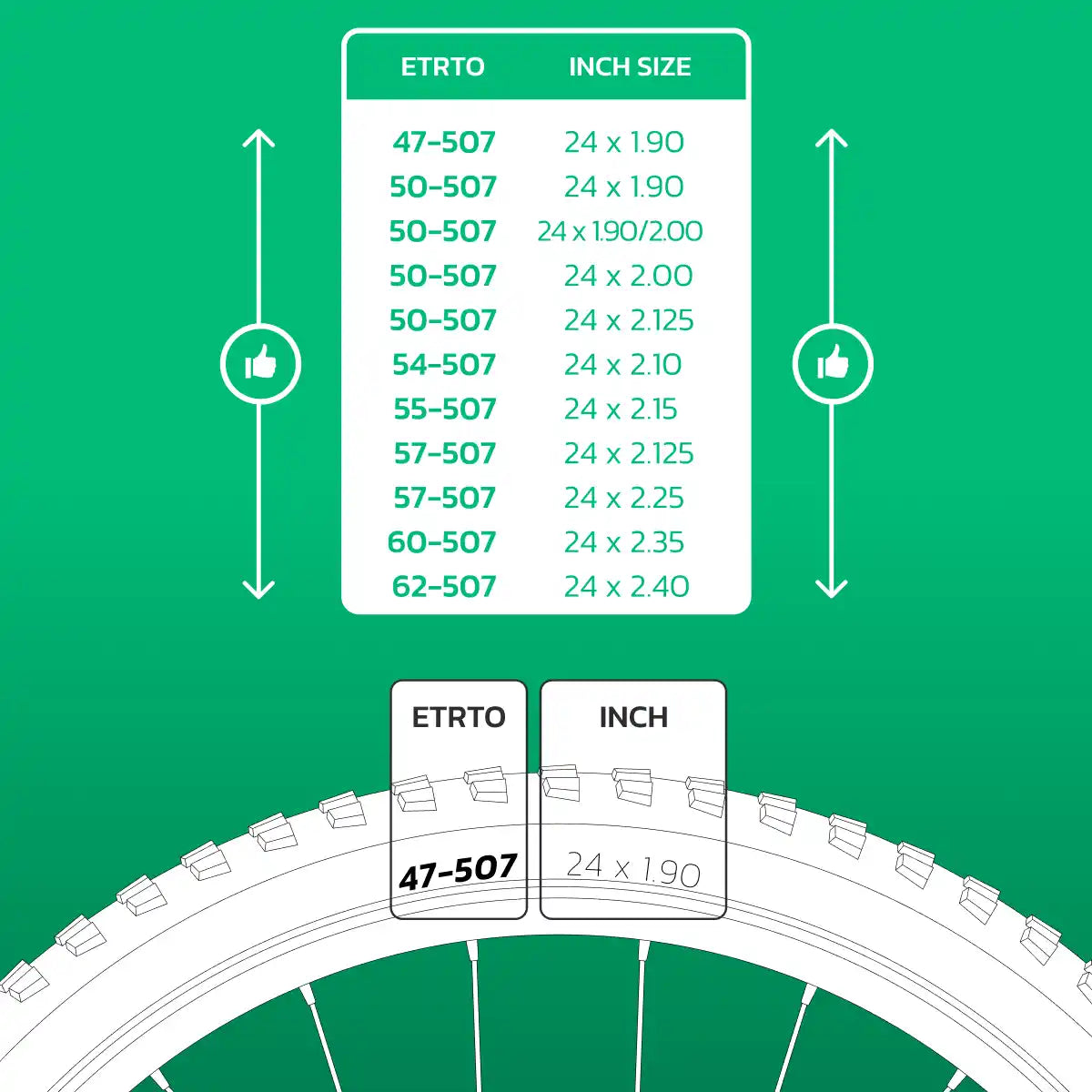 Schlauch kompatibel 24x1.90 > 2.40 Schrader-Ventil
