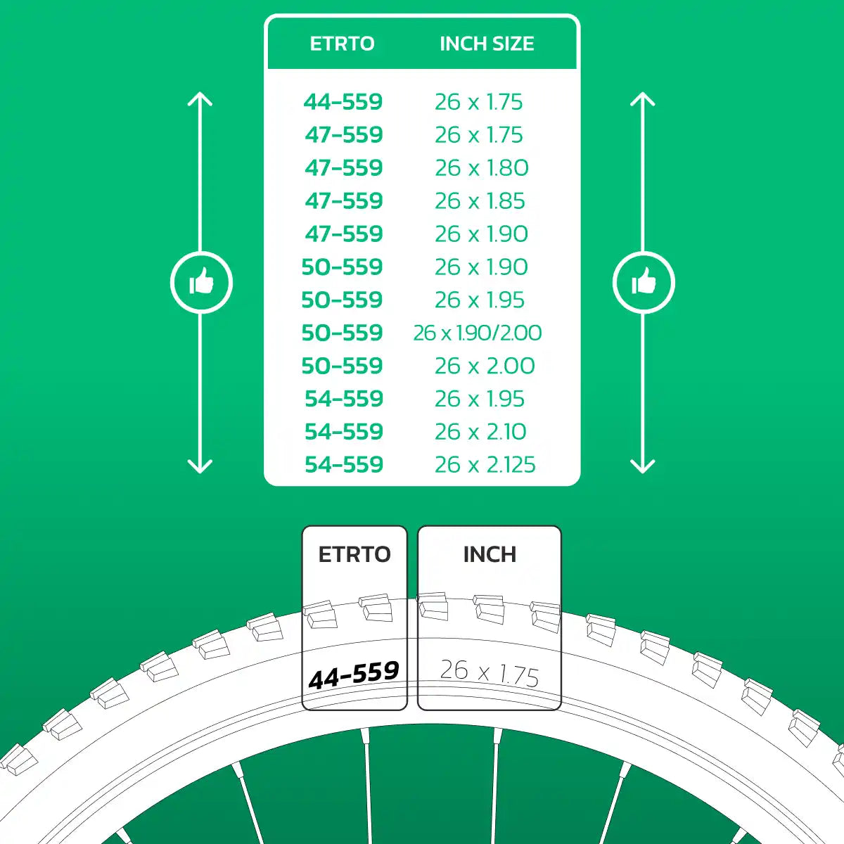 Schlauch kompatibel 26x1.75 > 2.125 Schrader-Ventil