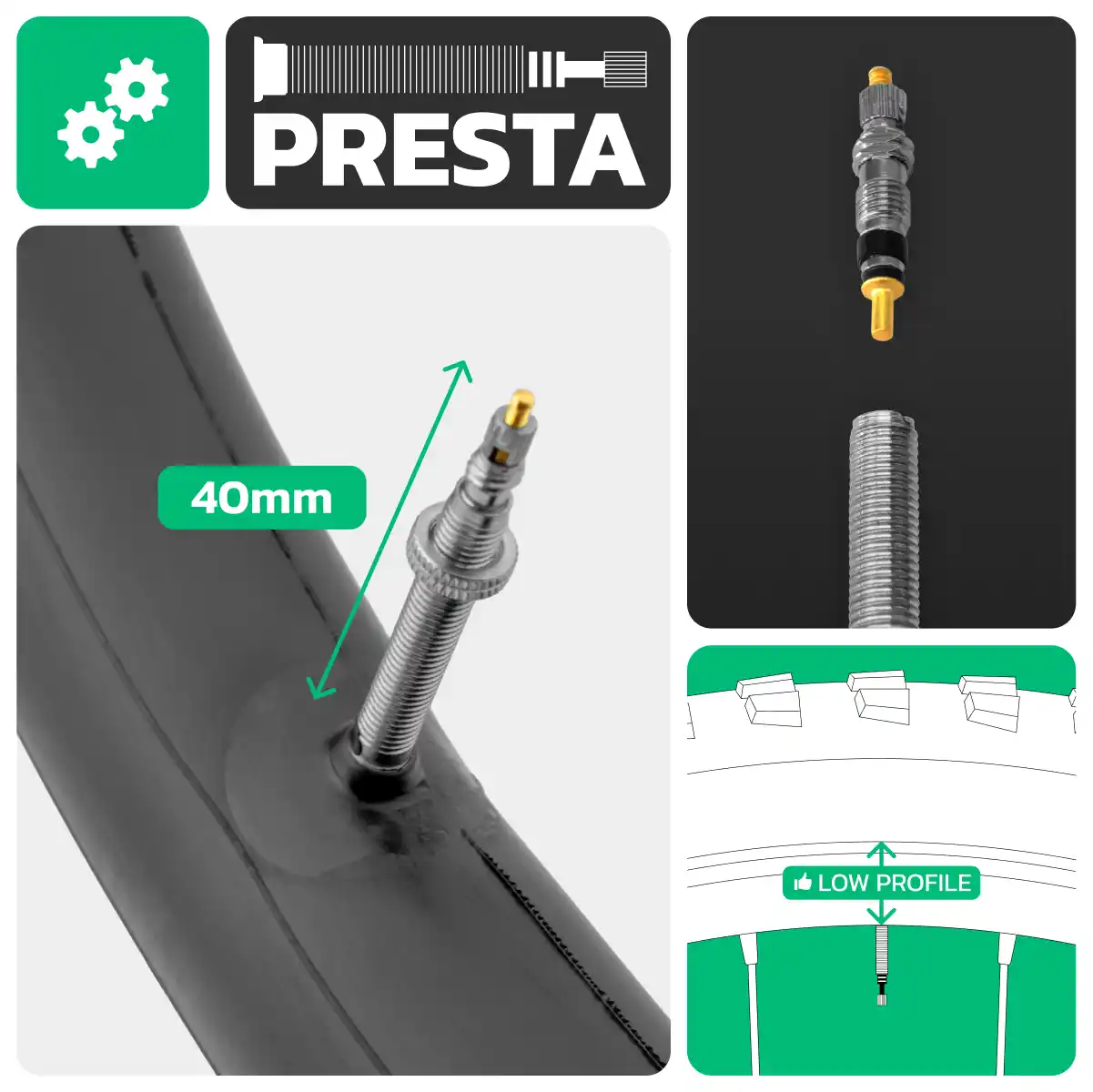 Schlauch für Fahrrad 24x1.90 > 2.40 Presta-Ventil 40mm
