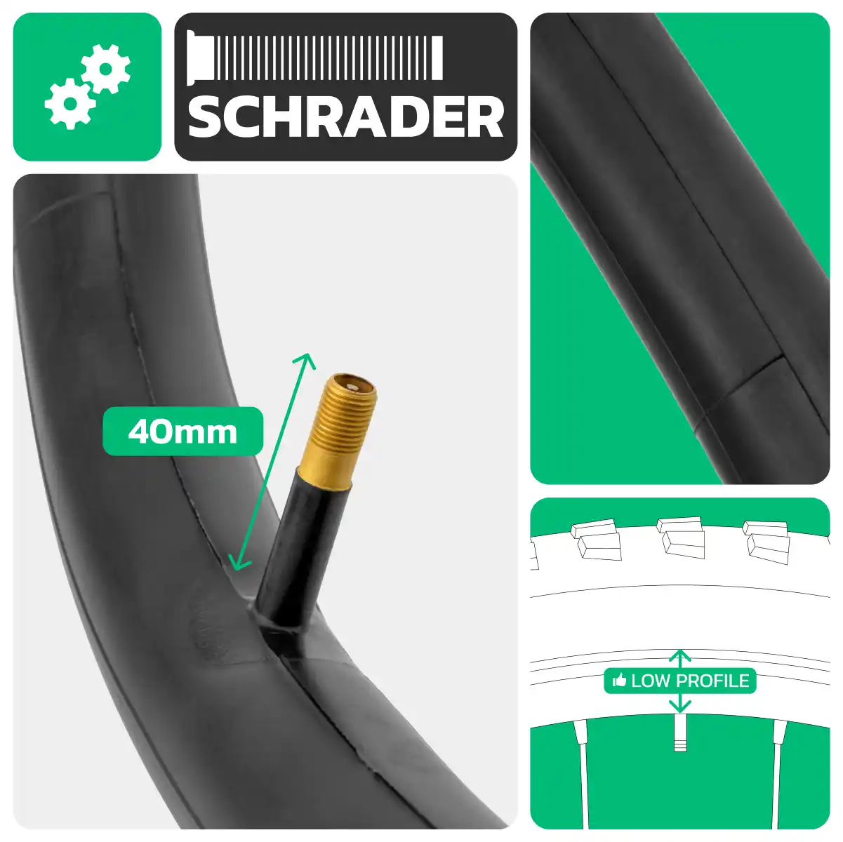 Fahrradschlauch 26x1.75 > 2.125 Schrader-Ventil 40mm