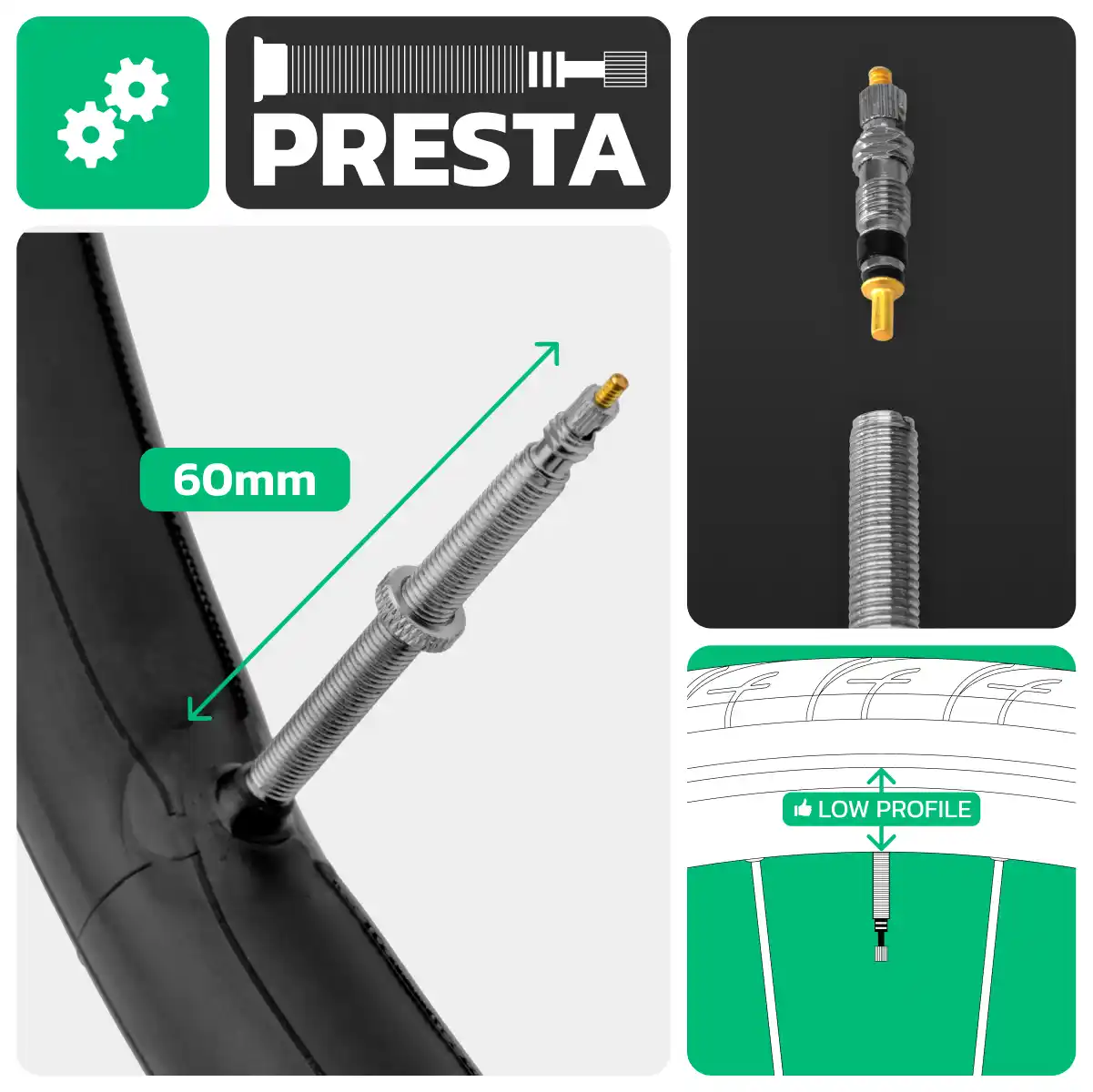Schlauch für Fahrrad 700cx35-43 Presta-Ventil 60mm