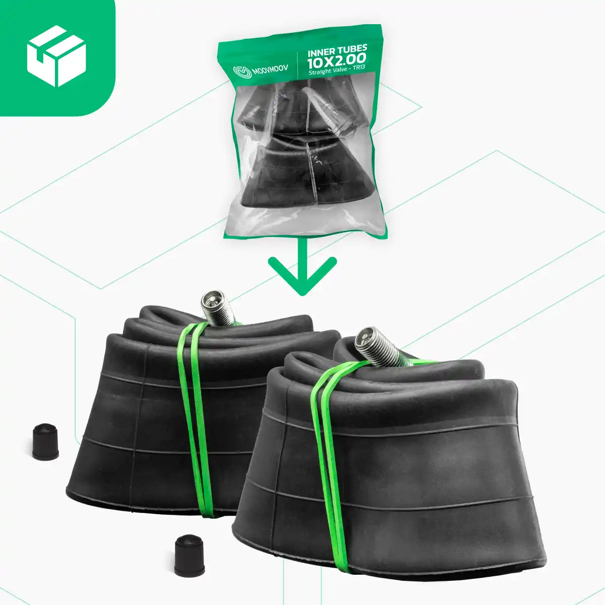 Schlauch für Roller 10 Zoll 10x2 gerade Ventil.