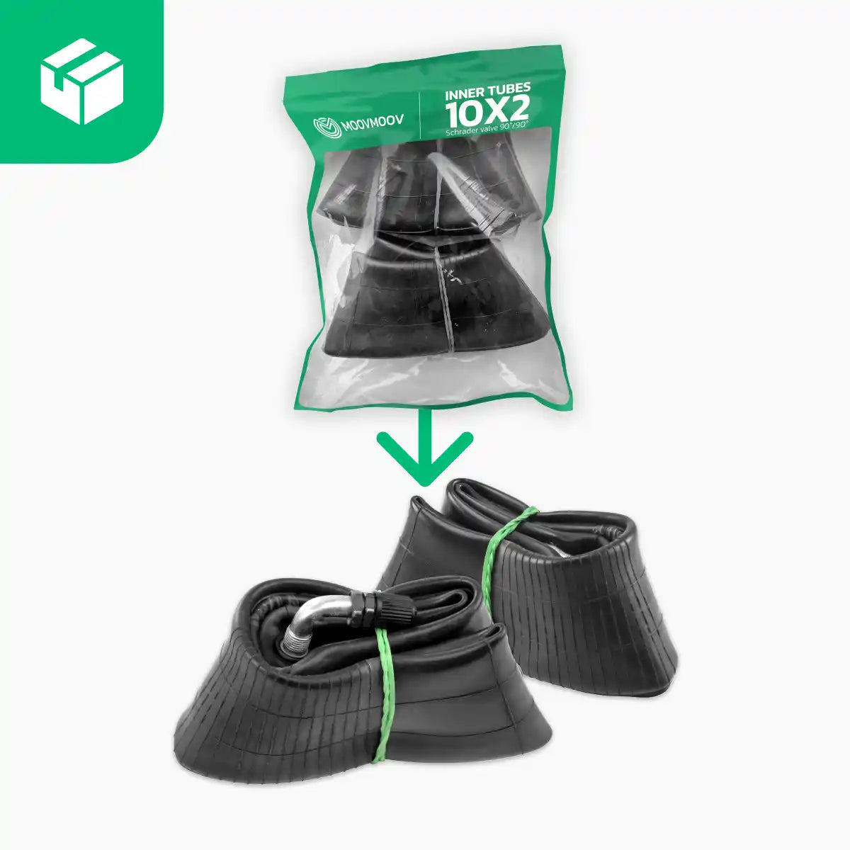 Schlauch für Tretroller 10 Zoll abgewinkeltes Ventil 90/90