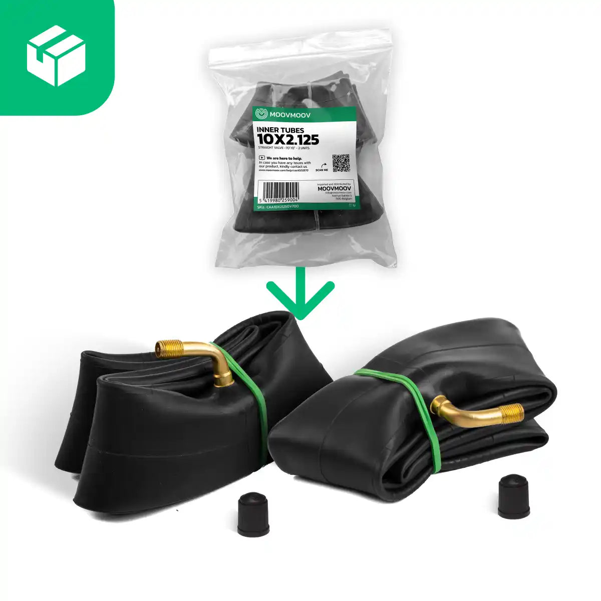 Schlauch für Roller 10x2.125 gewinkeltes Ventil 70/0