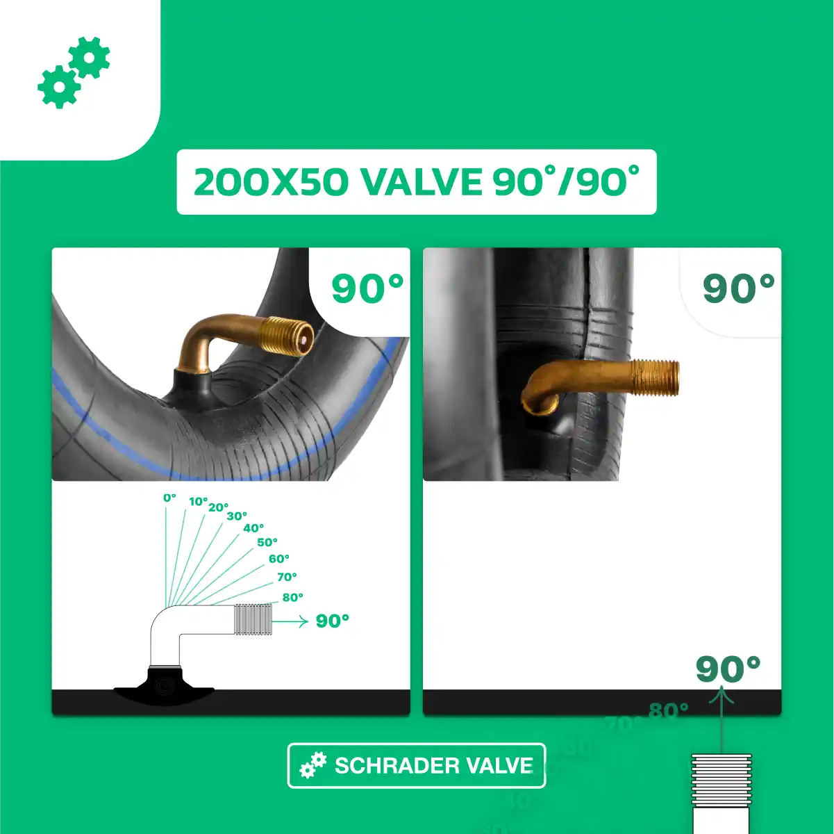 Schlauch für Elektrotretroller mit abgewinkeltem Ventil 200 x 50