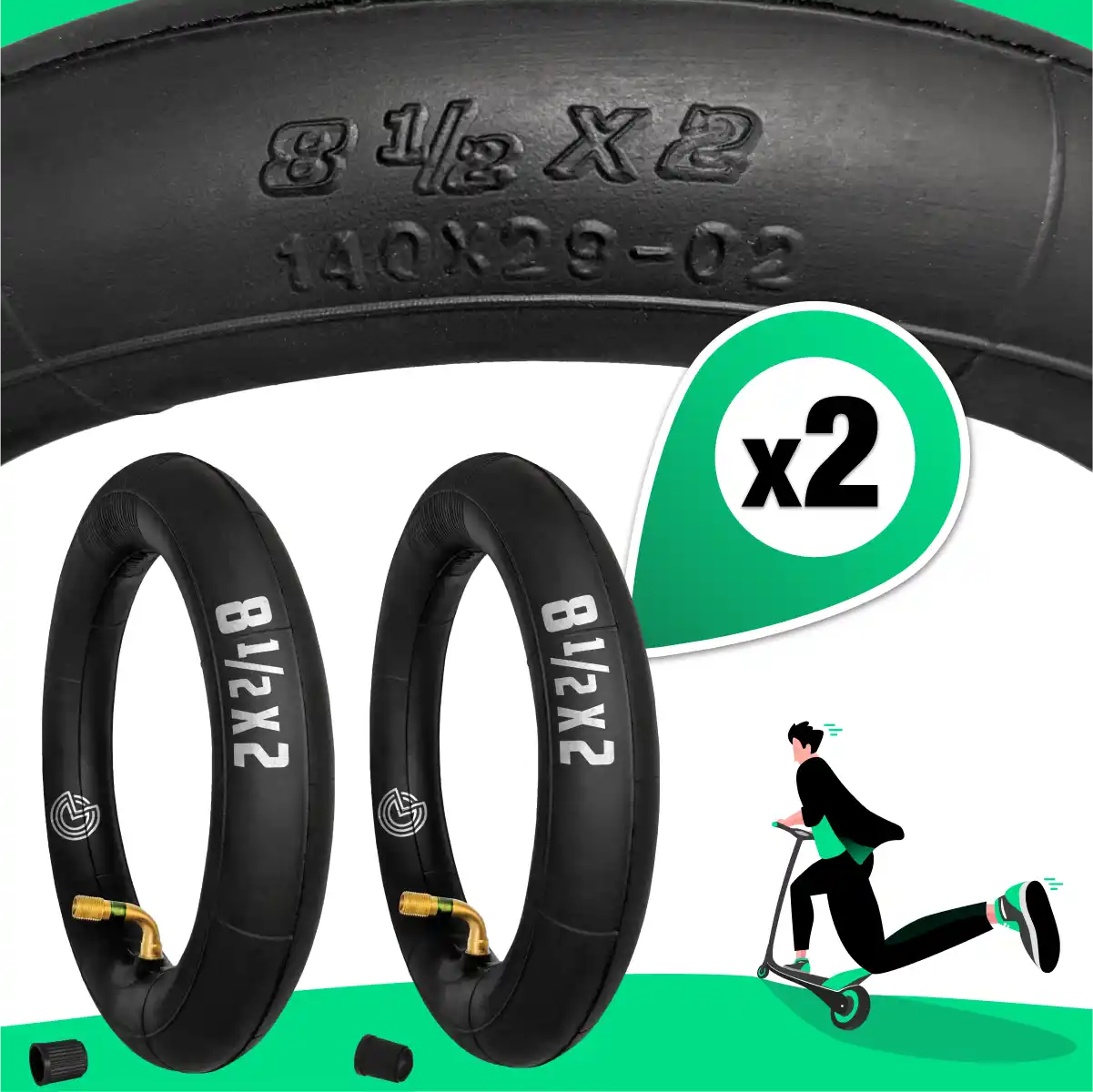 Schlauch Elektroroller abgewinkeltes Ventil 8 1/2x2