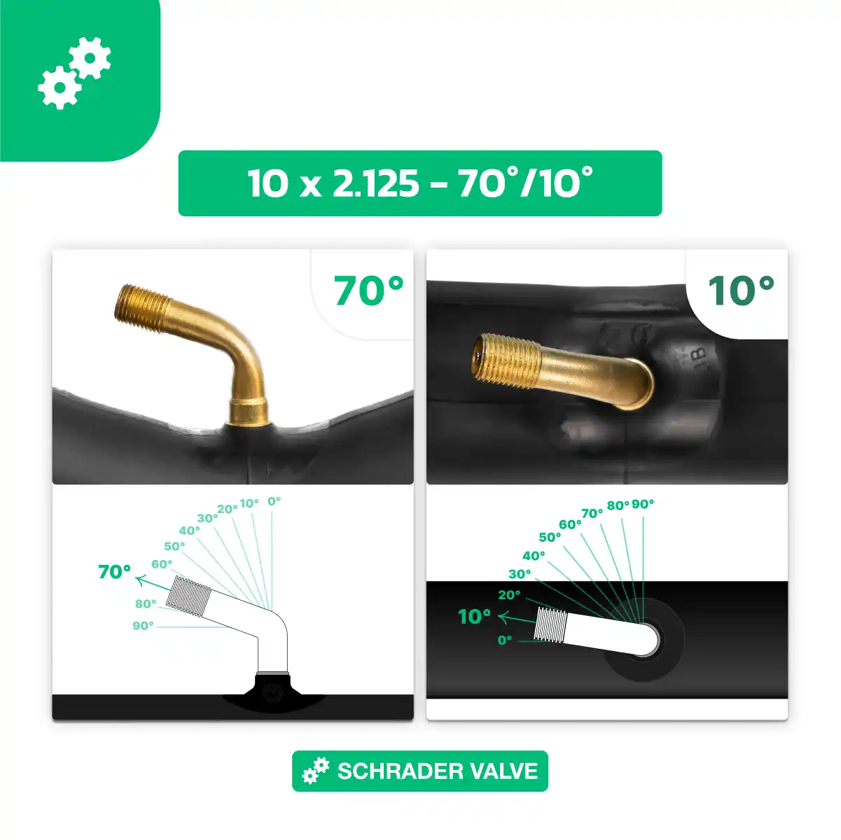 Kammer Luftroller Rad 10x2.125 gebogenes Ventil