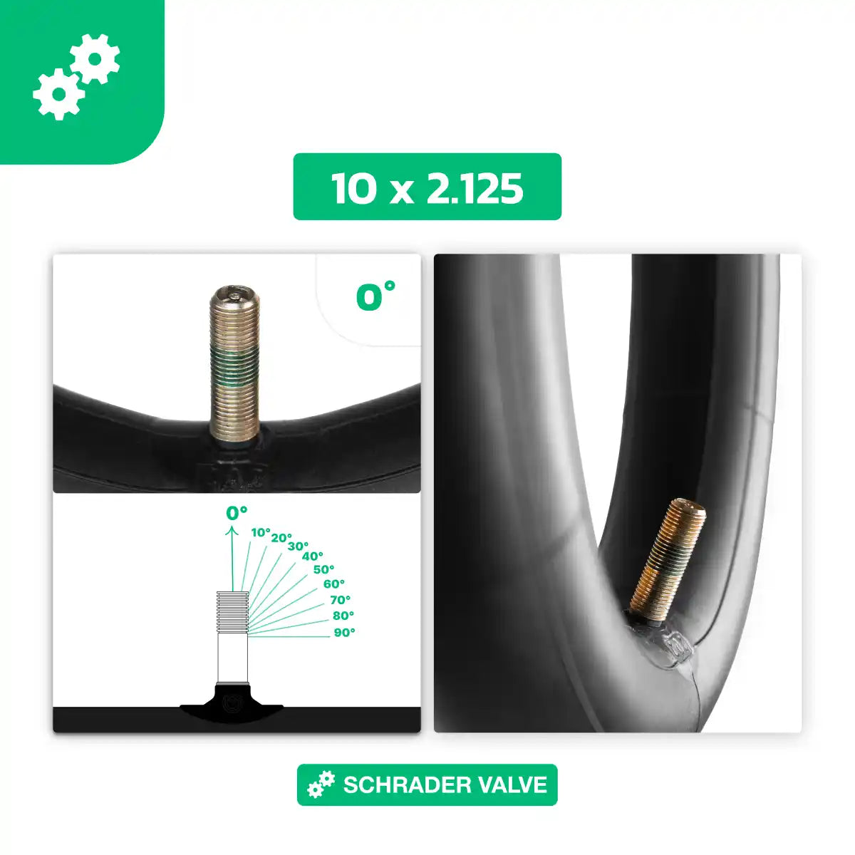 Kammer Luft Tretroller Rad 10x2.125 Ventil gerade