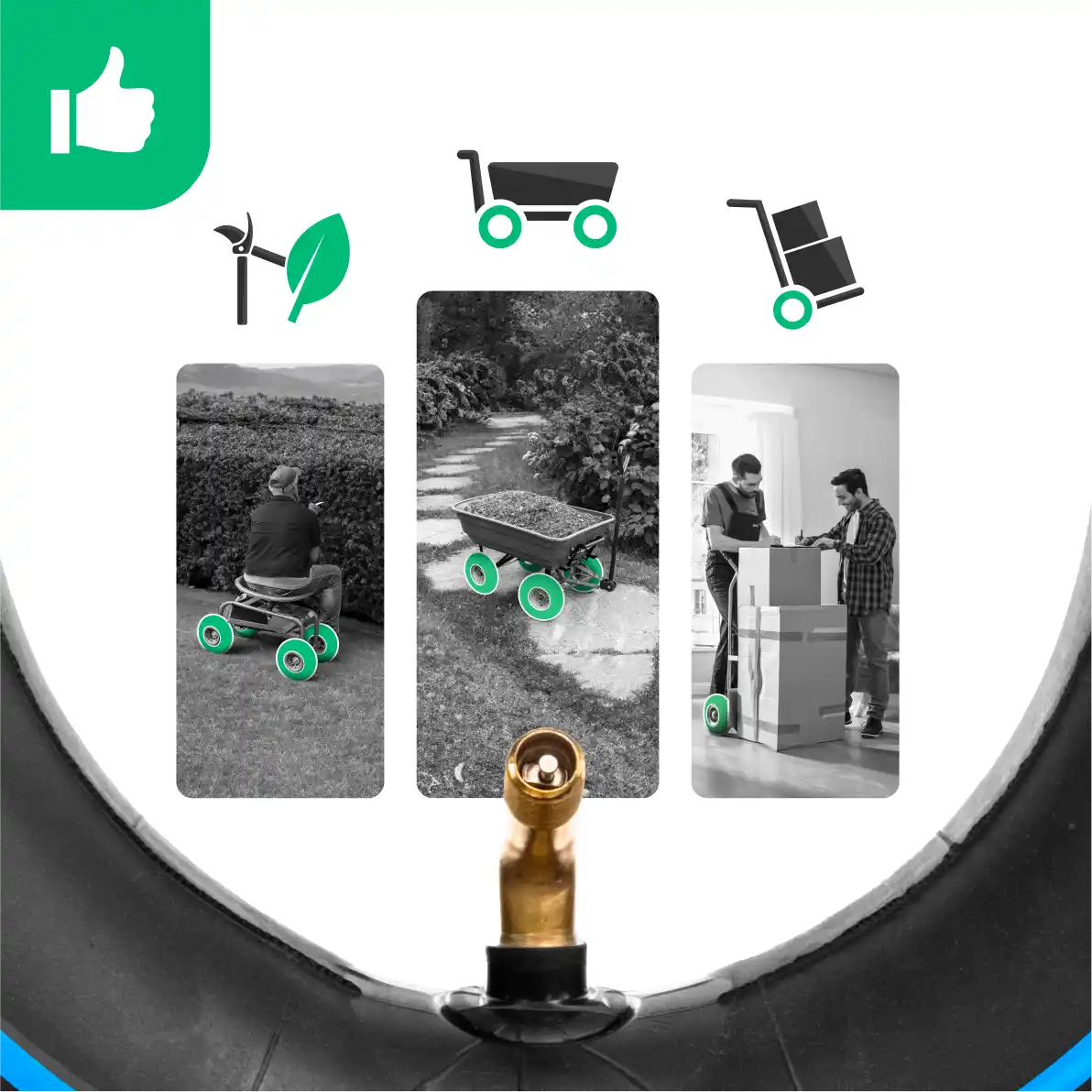 Schläuche 3.00-4 Wagen Ventil 90 Grad