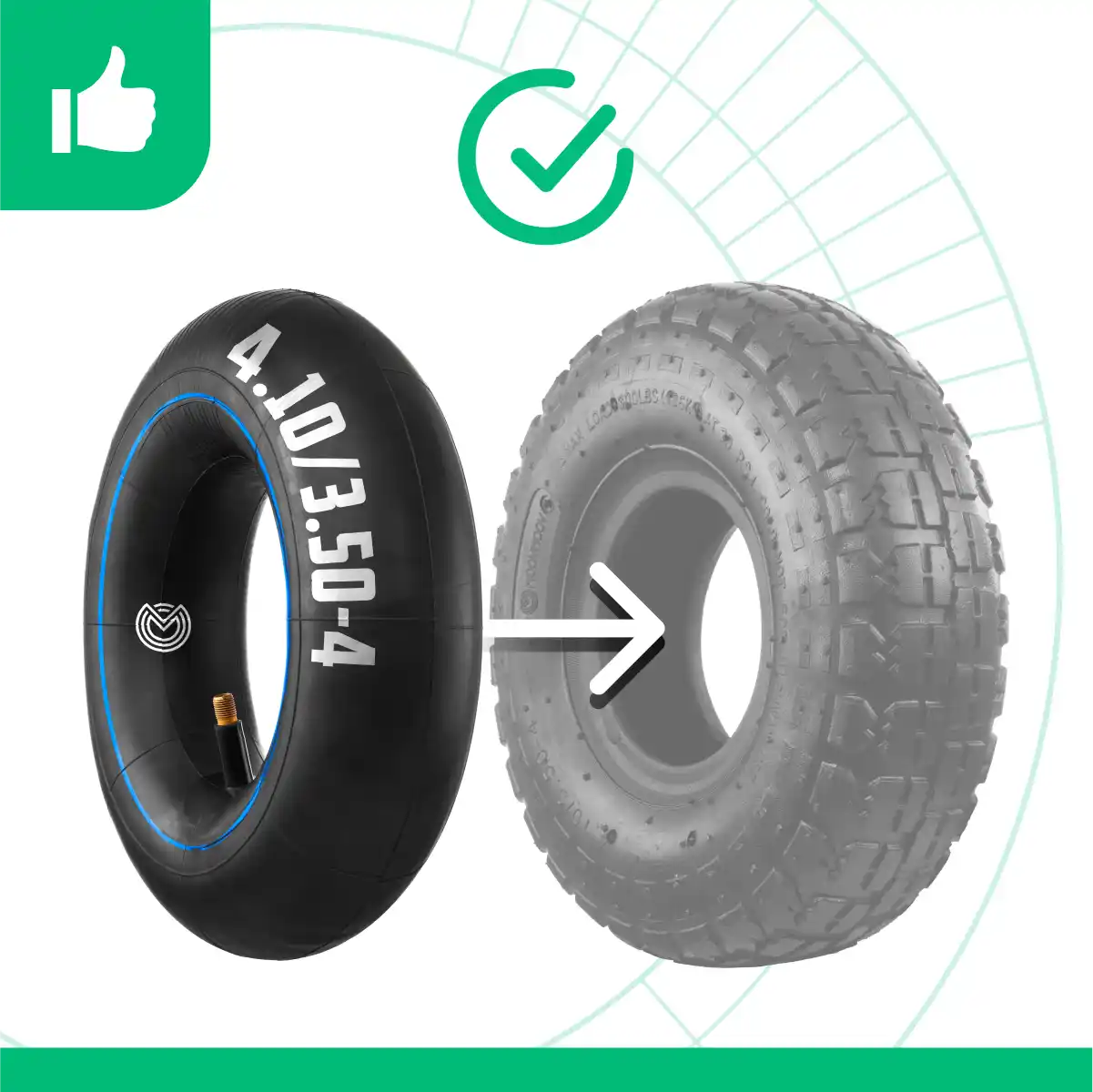 Schläuche 4.10/3.50-4 Wagen mit geradem Ventil