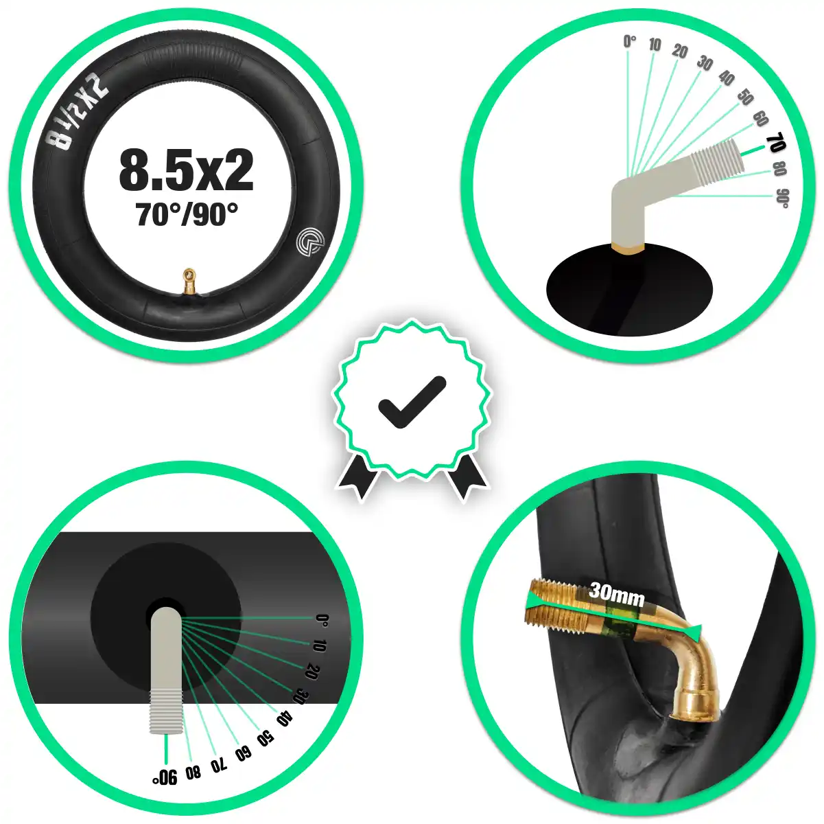 8.5x2 Schlauch mit abgewinkeltem Ventil