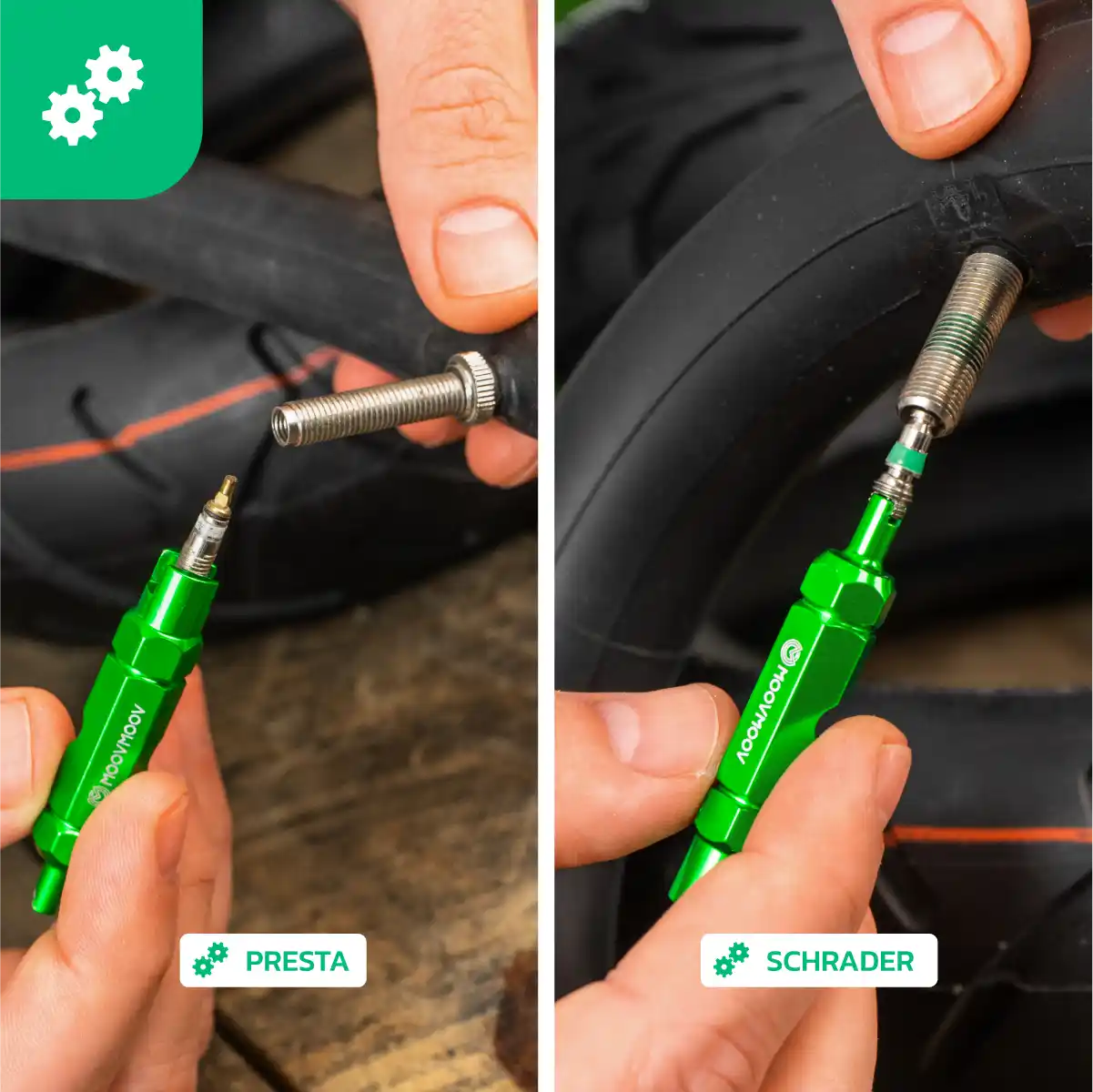 demontiereinsatz ventile schrader und presta 54mm schlauch