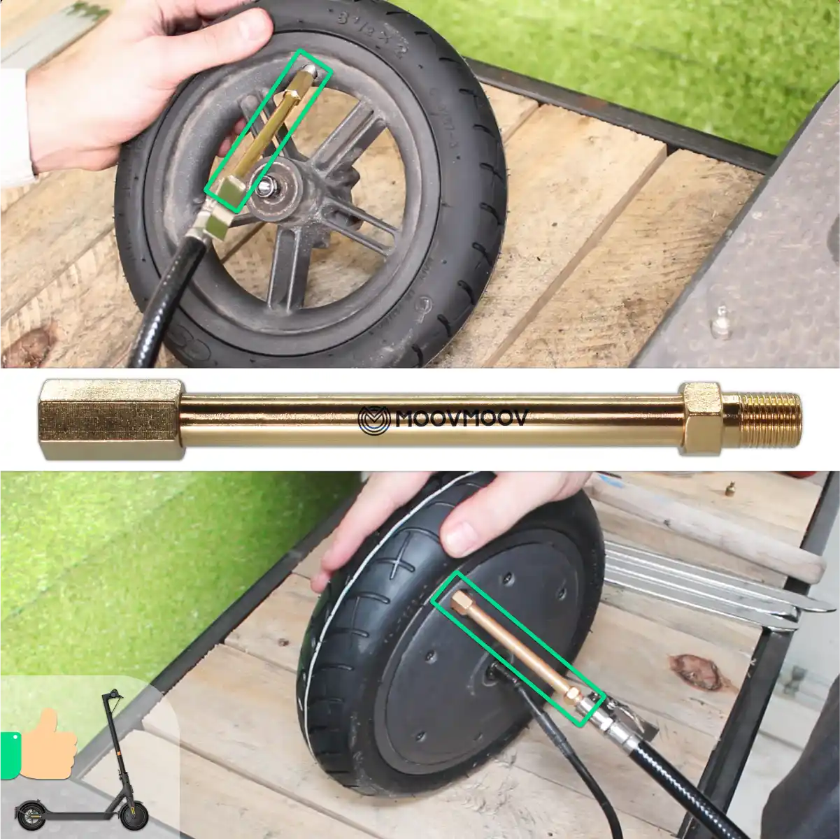 Aufblasbarer Ventilaufsatz für Fahrrad und Roller 10 cm