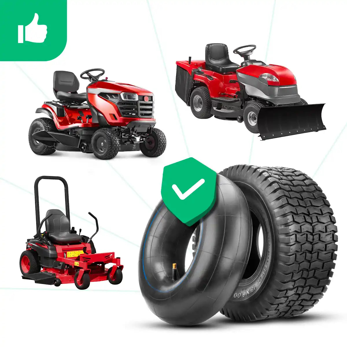 Reifen 15x6.00-6 mit Schlauch gerade Ventil Rasentraktor