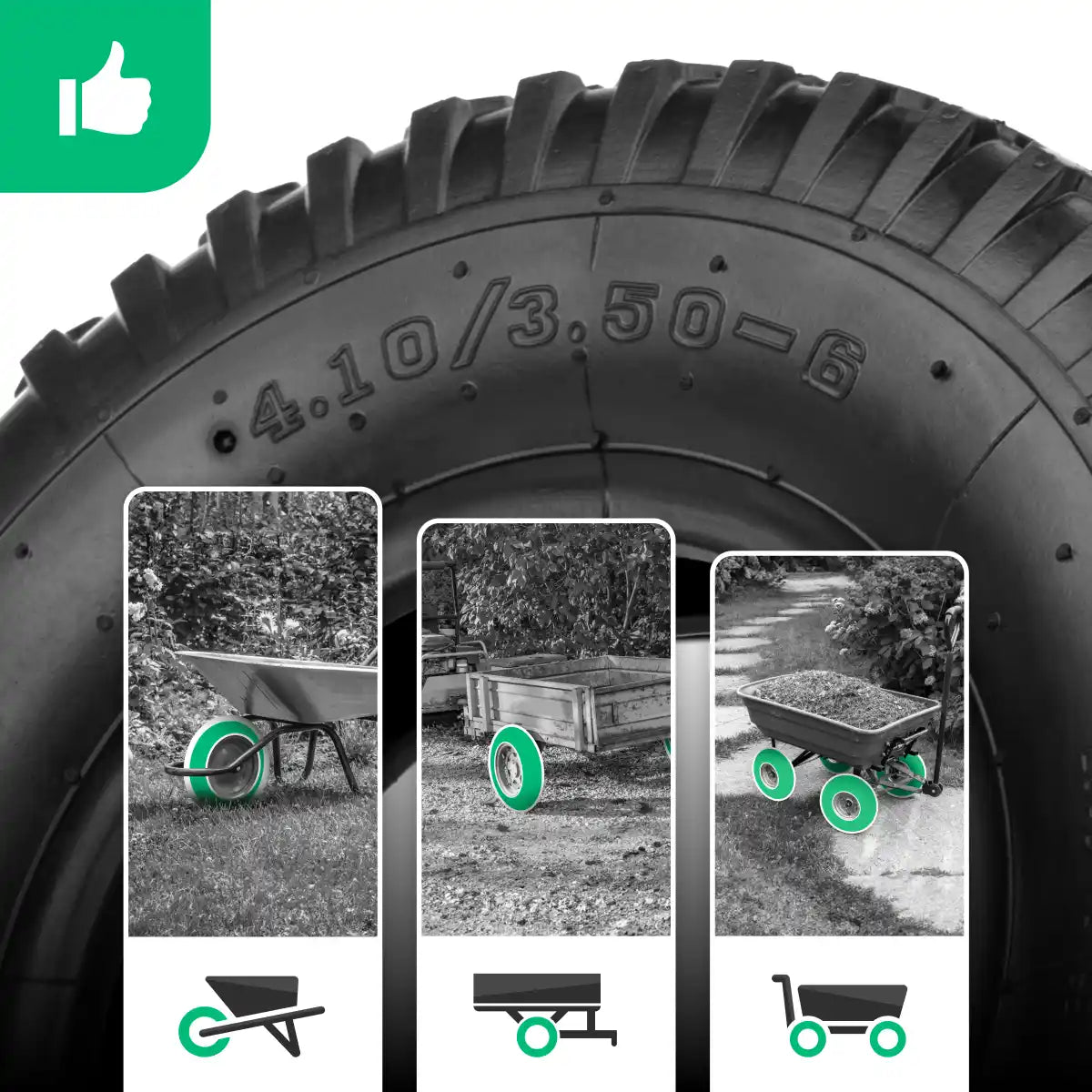 Reifen 3.50-6 Schlauch mit geradem Ventil