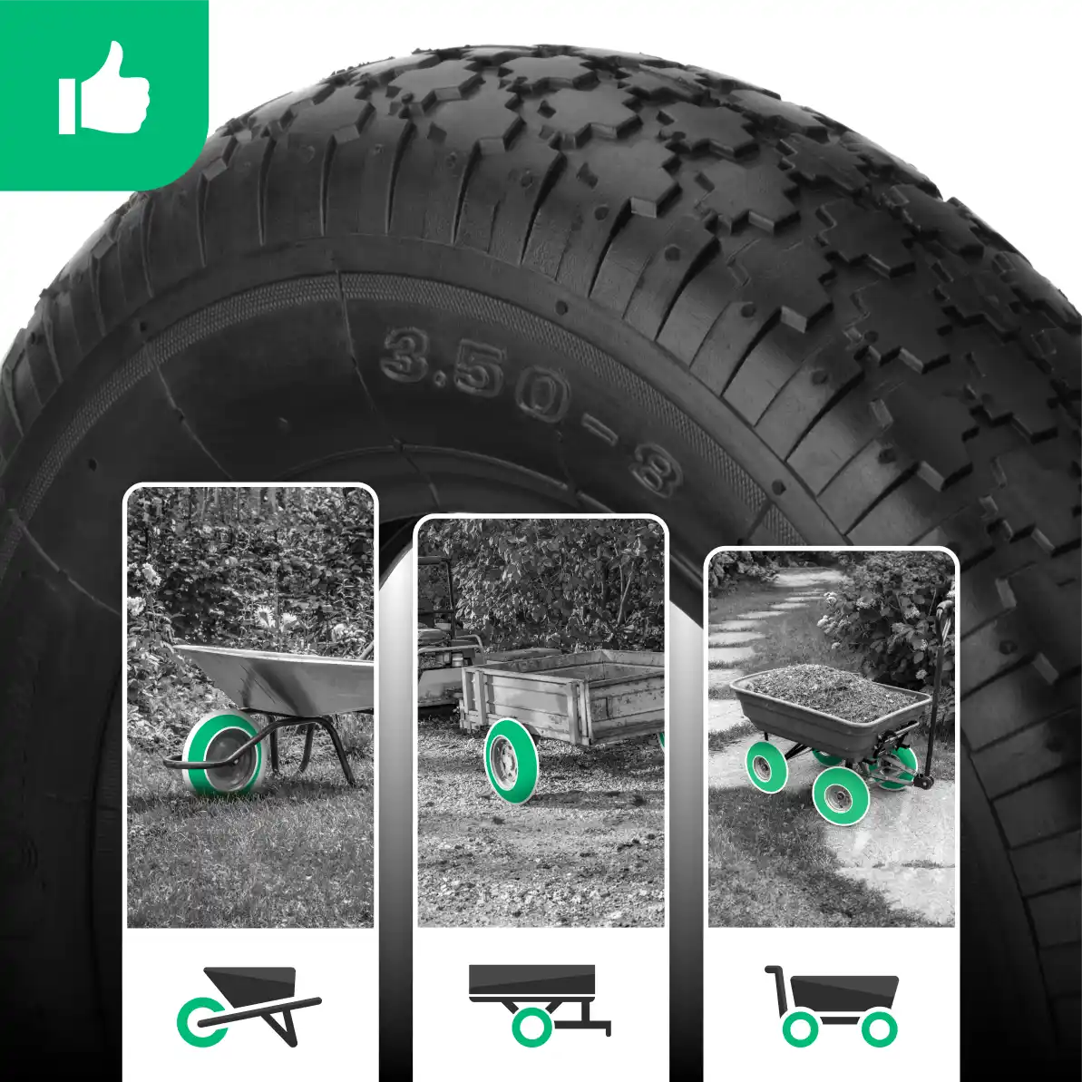 Pneu 3.50-8 schubkarre mit schlauch gerades ventil