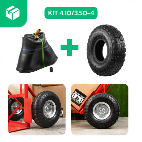 Gartenwagenrad 4.10/3.50-4 mit Schlauch und abgewinkeltem Ventil