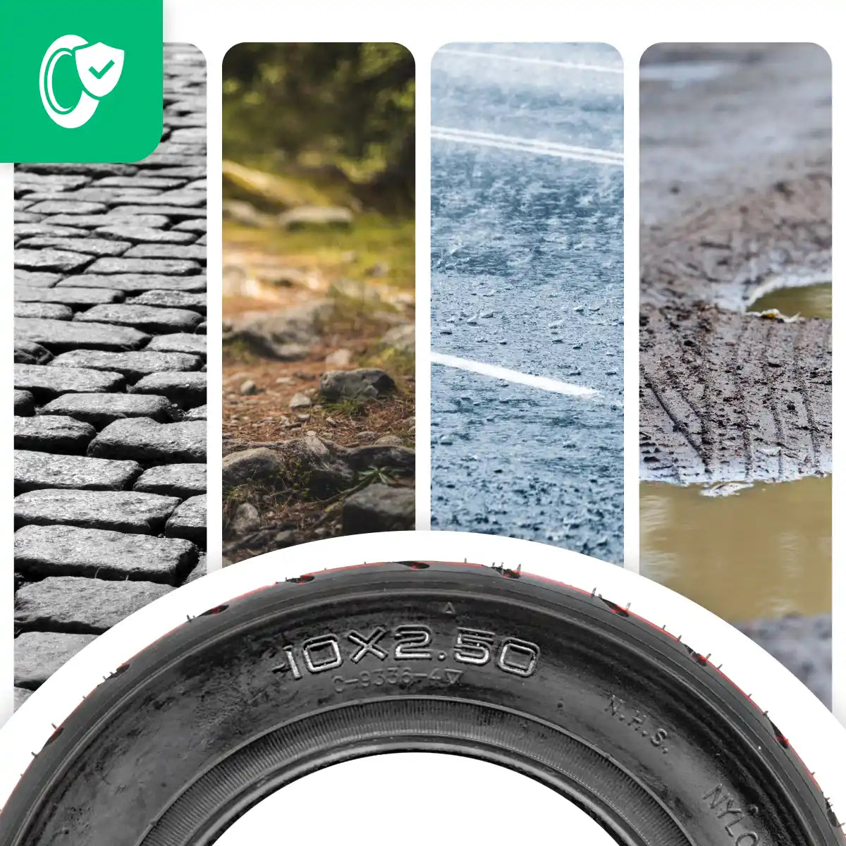 Aufblasbarer Reifen 10x2.5