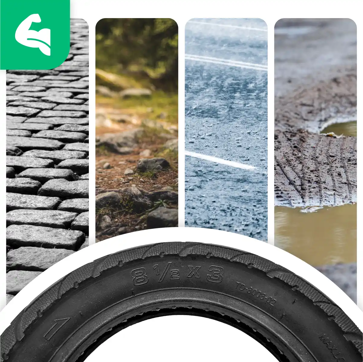 Aufblasbarer Reifen 8 1/2x3 Elektroroller