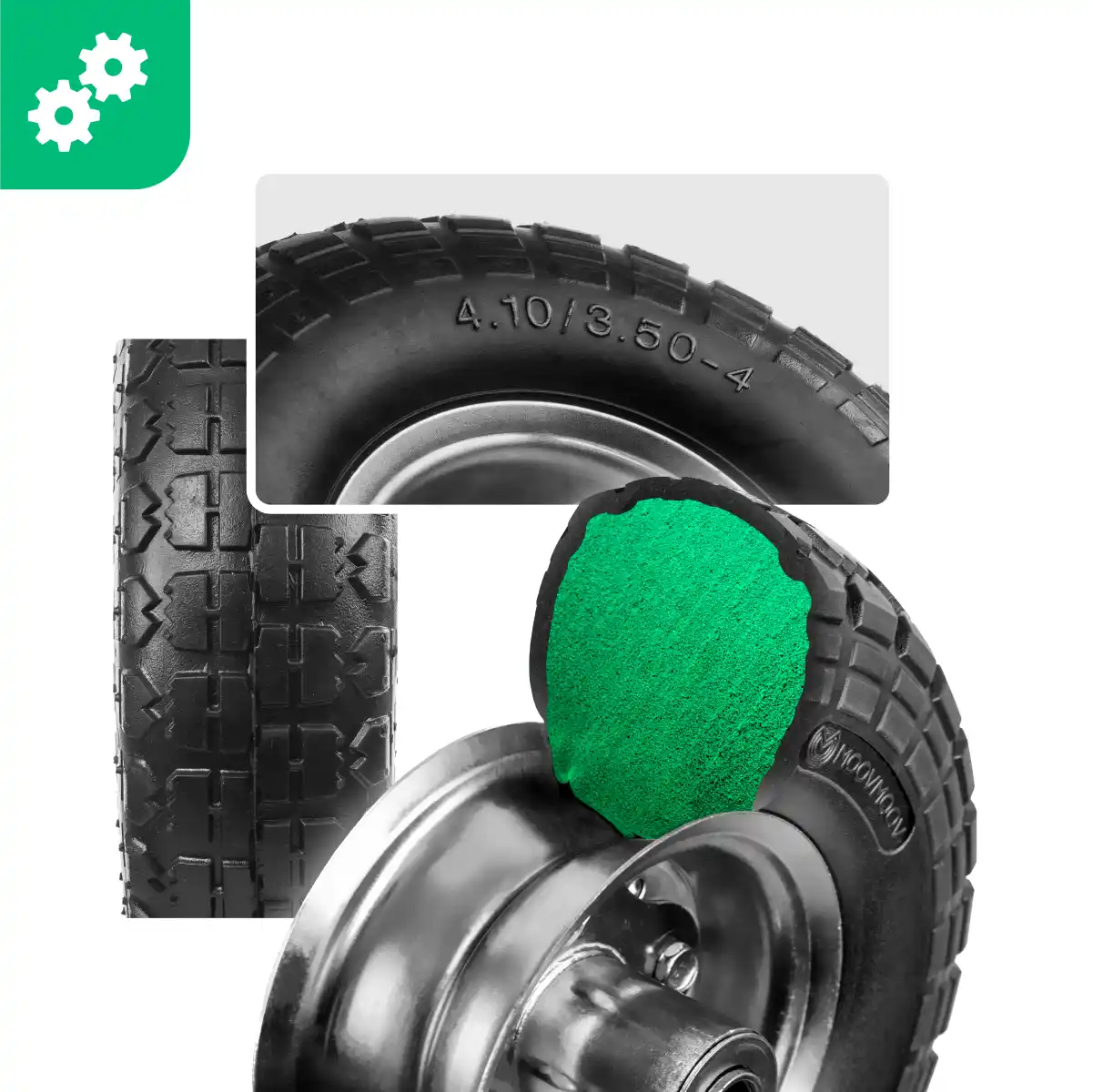 Vollgummireifen 4.10/3.50-4 Stahlfelge Sackkarre