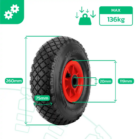 Rad 3.00-4 Felge PVC Bohrung 20mm Gartenwagen
