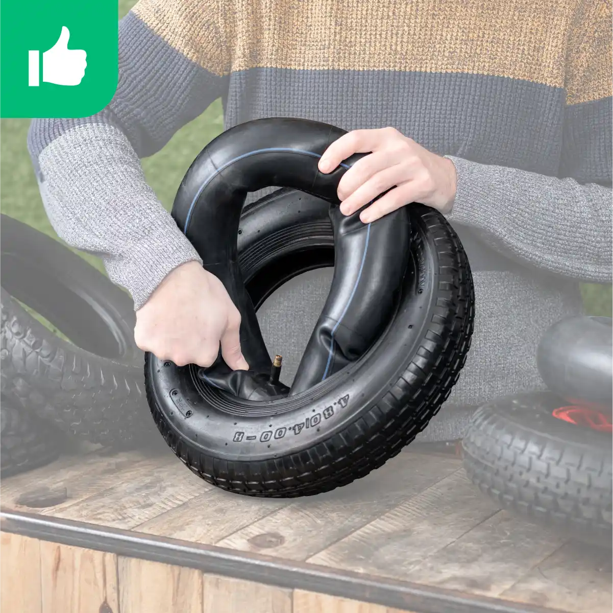 Rad 400x100 für Schubkarre mit Schlauch und geradem Ventil