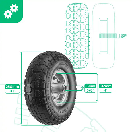Unplattbarer Reifen 4.10/3.50-4 Sackkarre Stahlfelge