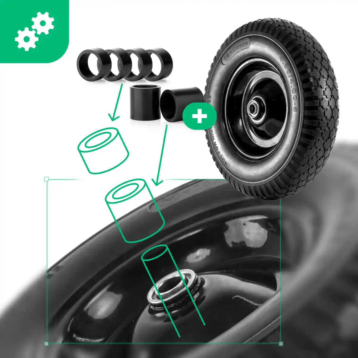 Vollgummirad 4.80/4.00-8 Schubkarre