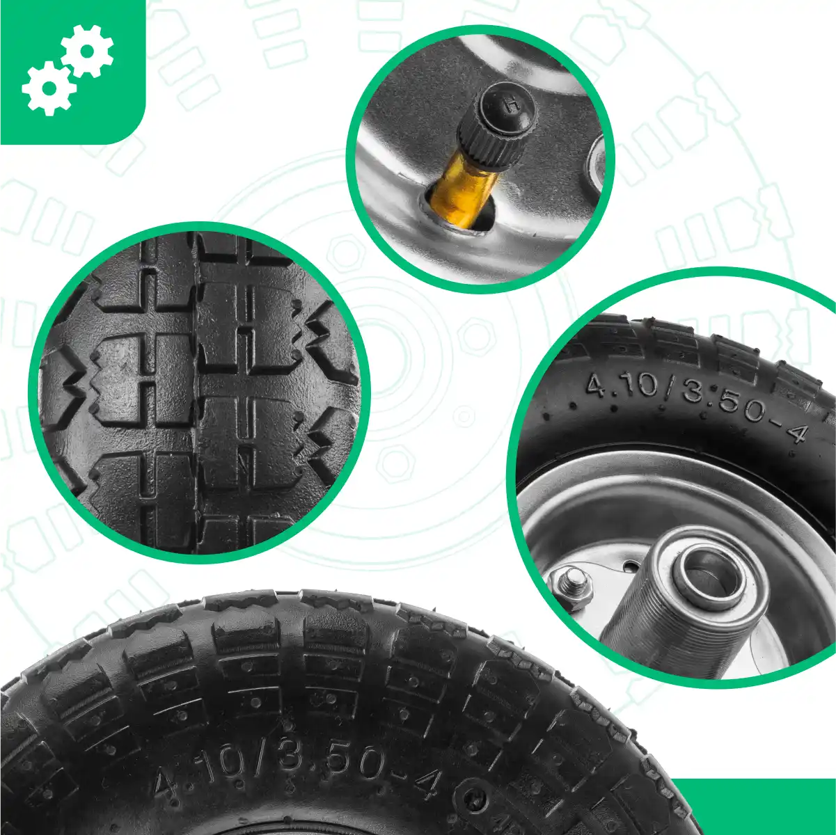 Aufblasbare Räder Sackkarre 4.10/3.50-4 Stahlfelge Bohrung 20mm