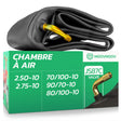 Chambre à air moto 10 pouces MoovMoov pour pneus 2.50-10, 2.75-10, 70/100-10, 80/100-10 et 90/70-10, valve coudée JS87C