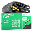 Chambre à air moto 10 pouces MoovMoov pour pneus de 80/90-10, 90/90-10, 120/70-10, 110/80-10, 3.00-10 et 3.50-10, valve JS87C