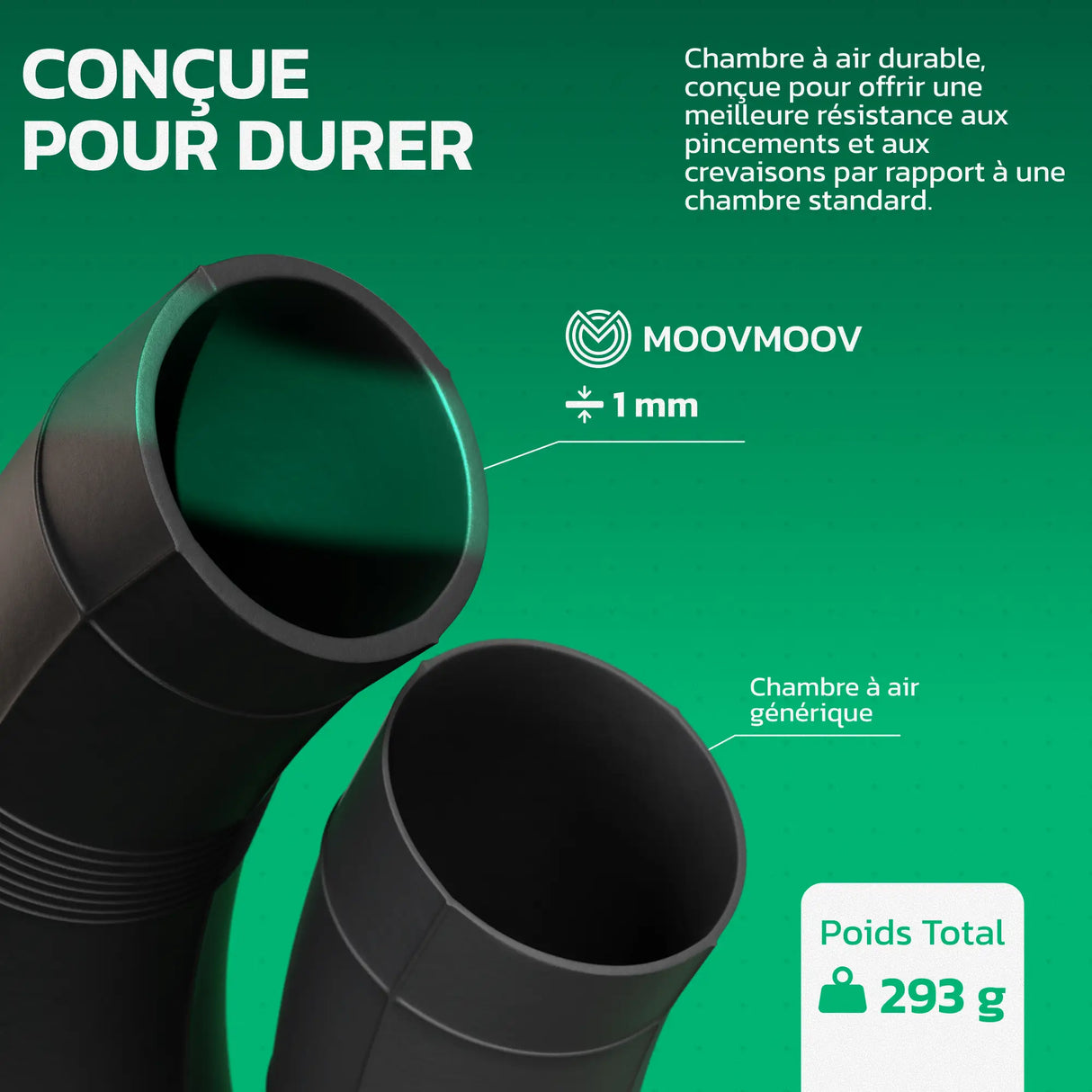 Chambre à air moto 14 pouces en caoutchouc butyle renforcé MoovMoov