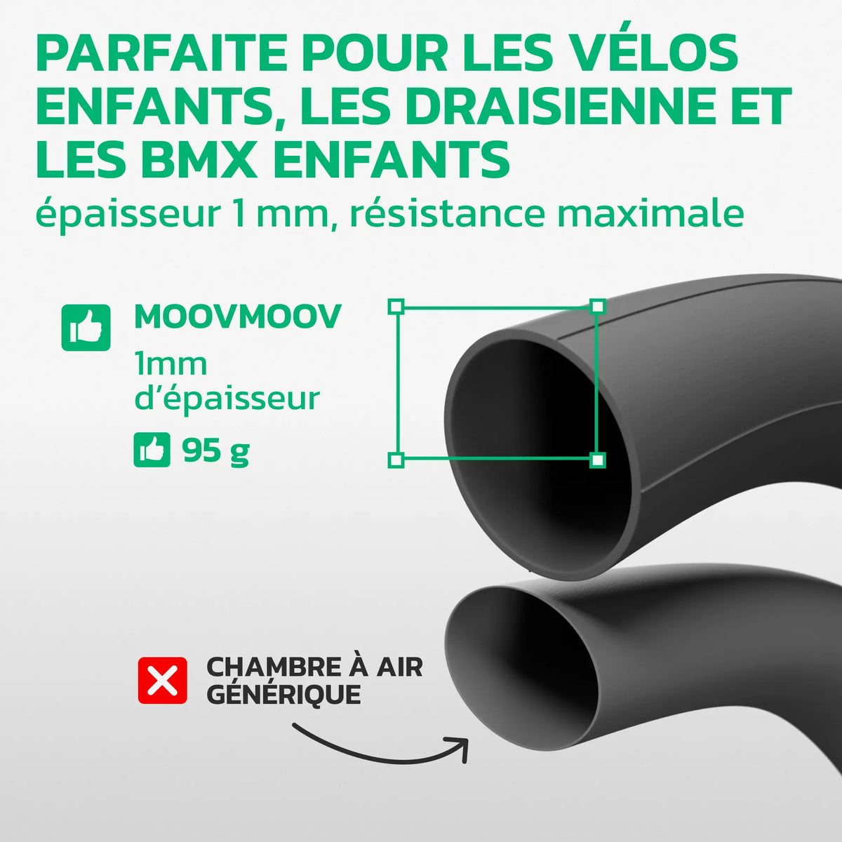 Chambre à air 12 pouces en caoutchouc renforcé MoovMoov