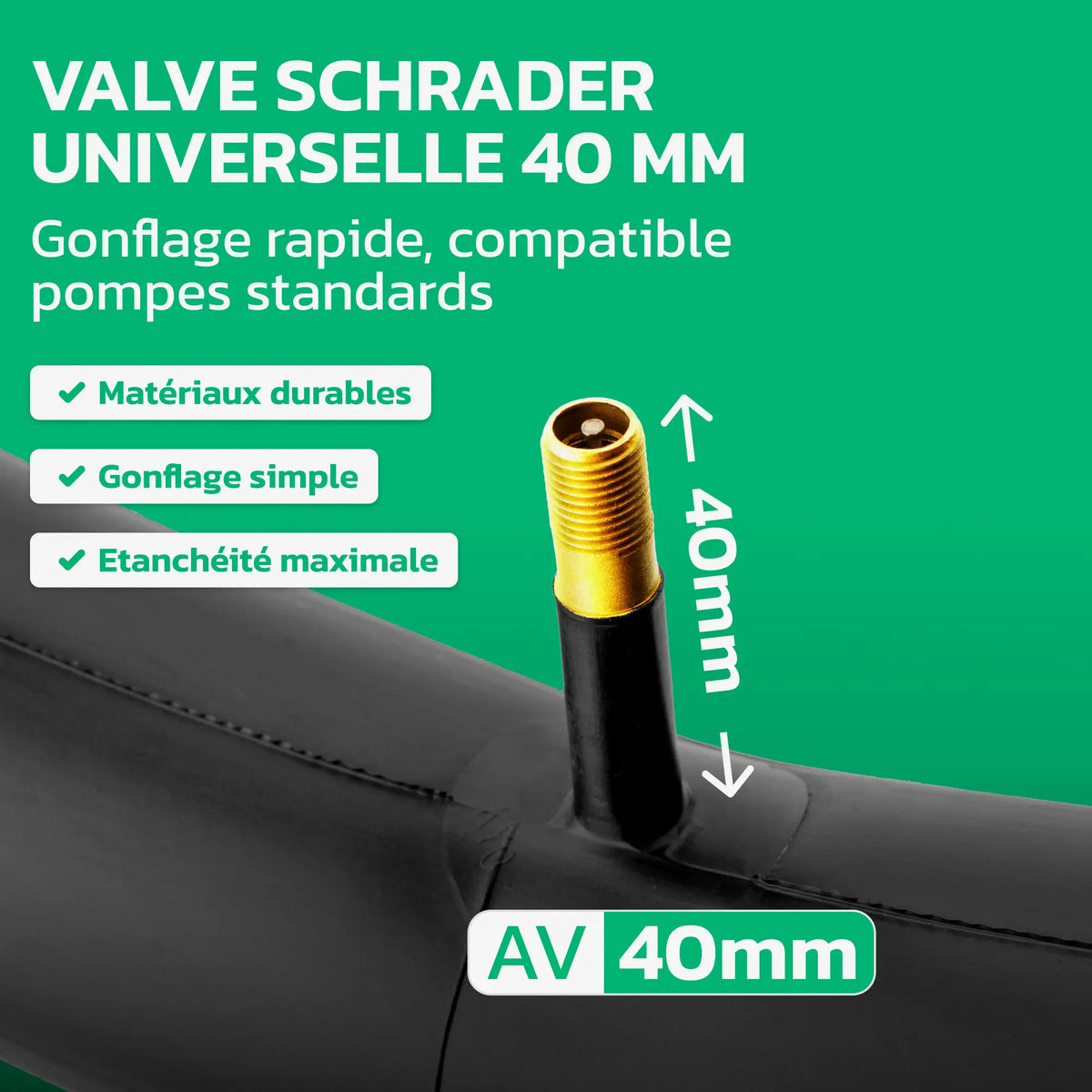 Valve Schrader 40 mm de la chambre à air 700C MoovMoov